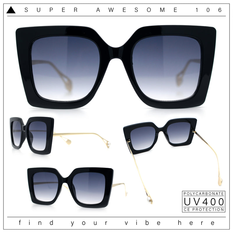 Womens Thick Plastic Oversized Butterfly Chic Minimal Designer Sunglasses