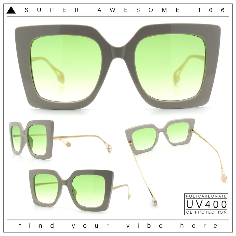 Womens Thick Plastic Oversized Butterfly Chic Minimal Designer Sunglasses