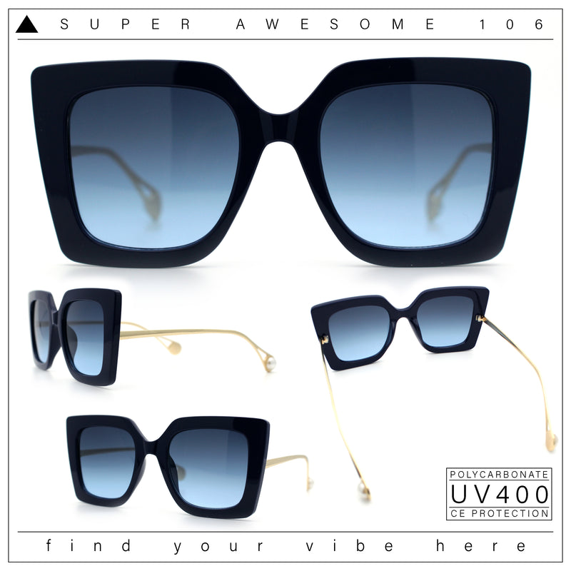 Womens Thick Plastic Oversized Butterfly Chic Minimal Designer Sunglasses