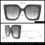 Womens Thick Plastic Oversized Butterfly Chic Minimal Designer Sunglasses