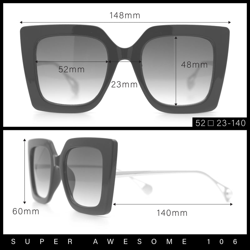 Womens Thick Plastic Oversized Butterfly Chic Minimal Designer Sunglasses