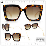 Womens Thick Plastic Oversized Butterfly Chic Minimal Designer Sunglasses
