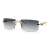 Luxury Rimless Metal Jaguar Arm Narrow Rectangle Rapper Sunglasses