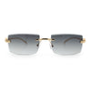 Luxury Rimless Metal Jaguar Arm Narrow Rectangle Rapper Sunglasses