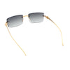 Luxury Rimless Metal Jaguar Arm Narrow Rectangle Rapper Sunglasses