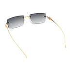 Luxury Rimless Metal Jaguar Arm Narrow Rectangle Rapper Sunglasses