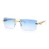 Luxury Rimless Metal Jaguar Arm Narrow Rectangle Rapper Sunglasses