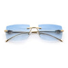 Luxury Rimless Metal Jaguar Arm Narrow Rectangle Rapper Sunglasses