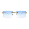 Luxury Rimless Metal Jaguar Arm Narrow Rectangle Rapper Sunglasses