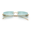 Luxury Rimless Metal Jaguar Arm Narrow Rectangle Rapper Sunglasses