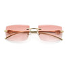 Luxury Rimless Metal Jaguar Arm Narrow Rectangle Rapper Sunglasses