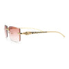 Luxury Rimless Metal Jaguar Arm Narrow Rectangle Rapper Sunglasses