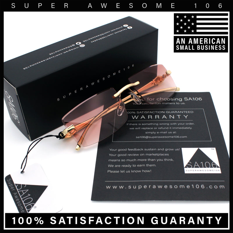 Luxury Rimless Metal Jaguar Arm Narrow Rectangle Rapper Sunglasses