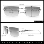 Luxury Rimless Metal Jaguar Arm Narrow Rectangle Rapper Sunglasses