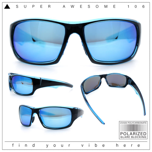 Mens Polarized Antiglare Biker Wrap Around Plastic Sport Sunglasses