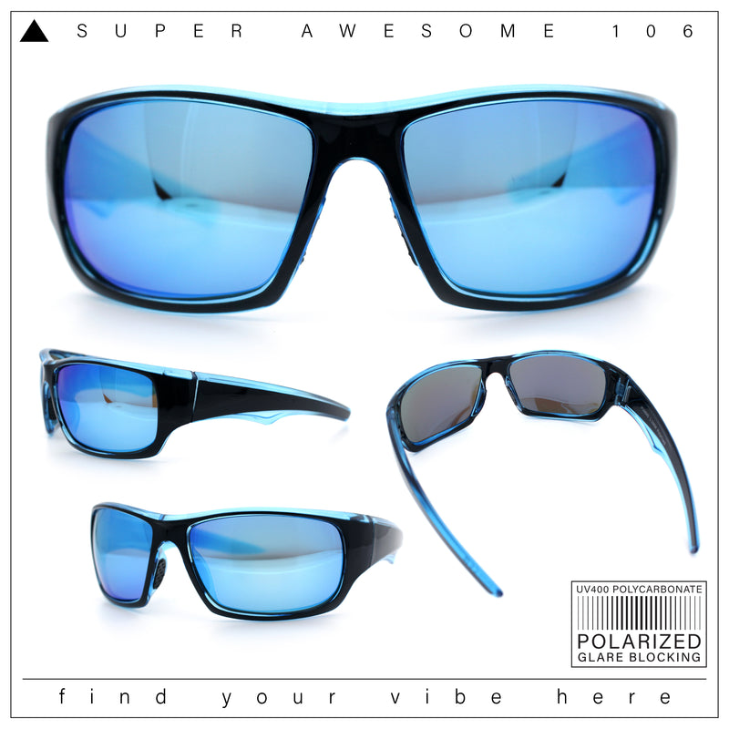Mens Polarized Antiglare Biker Wrap Around Plastic Sport Sunglasses