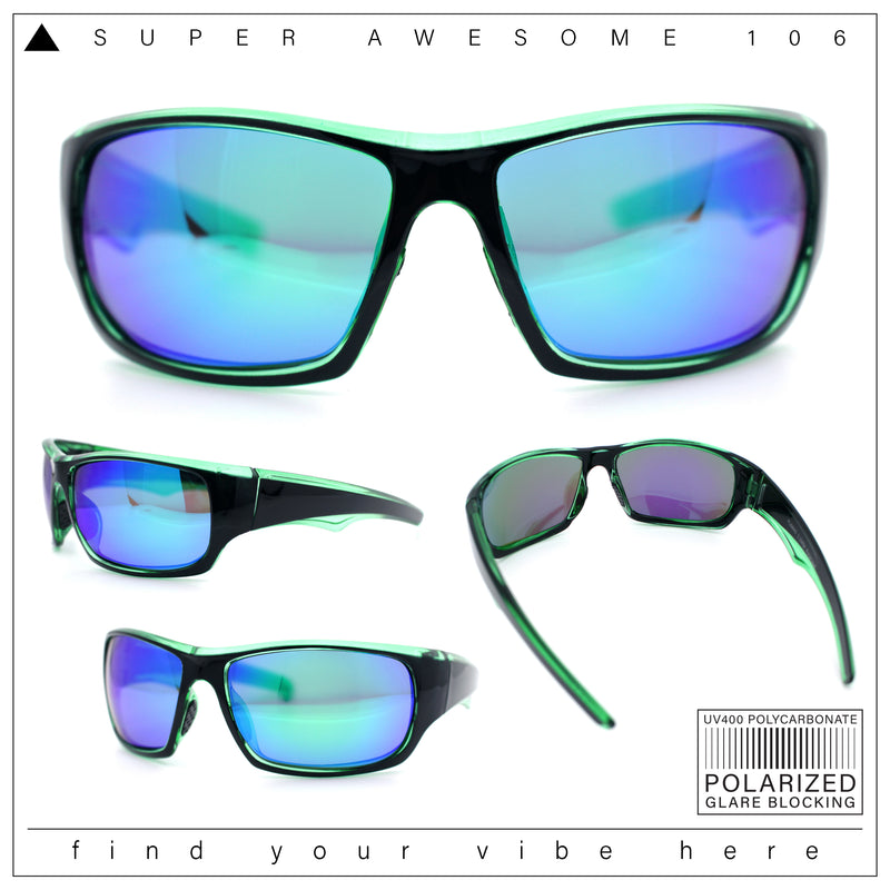 Mens Polarized Antiglare Biker Wrap Around Plastic Sport Sunglasses