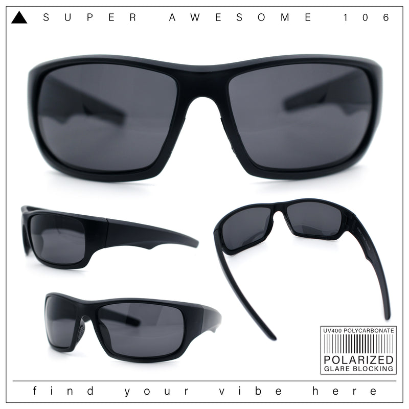 Mens Polarized Antiglare Biker Wrap Around Plastic Sport Sunglasses