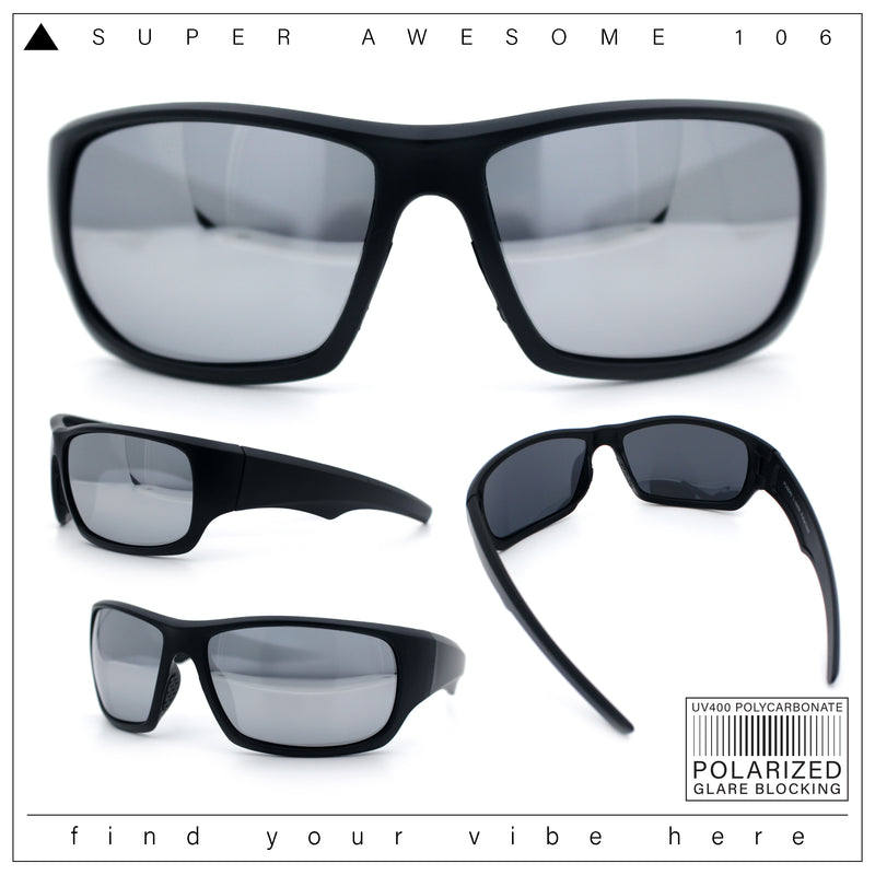 Mens Polarized Antiglare Biker Wrap Around Plastic Sport Sunglasses