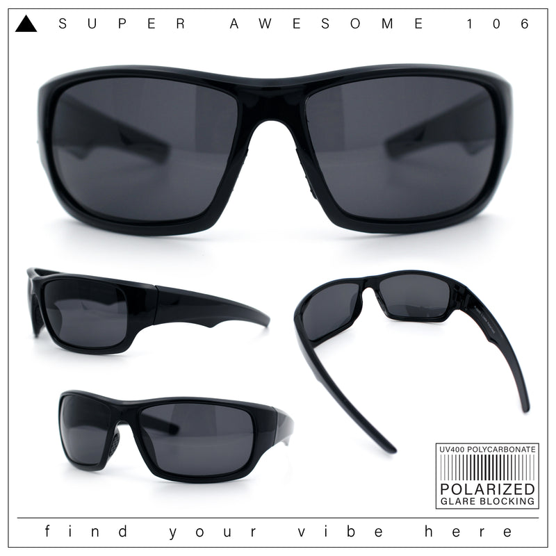 Mens Polarized Antiglare Biker Wrap Around Plastic Sport Sunglasses