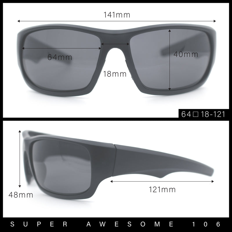Mens Polarized Antiglare Biker Wrap Around Plastic Sport Sunglasses