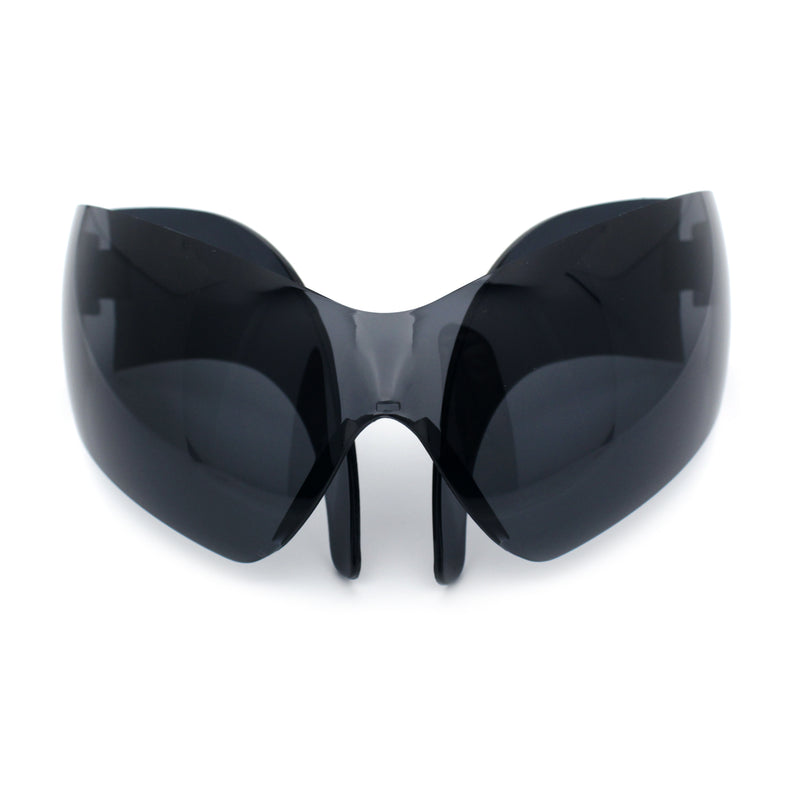 XL Oversized Rimless Shield Futuristic Wrap 80s Funky Robotic Sunglasses