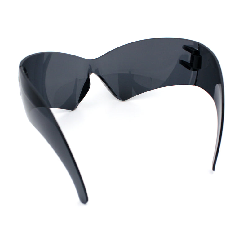XL Oversized Rimless Shield Futuristic Wrap 80s Funky Robotic Sunglasses