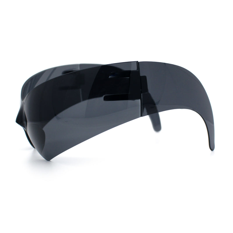 XL Oversized Rimless Shield Futuristic Wrap 80s Funky Robotic Sunglasses