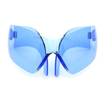 XL Oversized Rimless Shield Futuristic Wrap 80s Funky Robotic Sunglasses