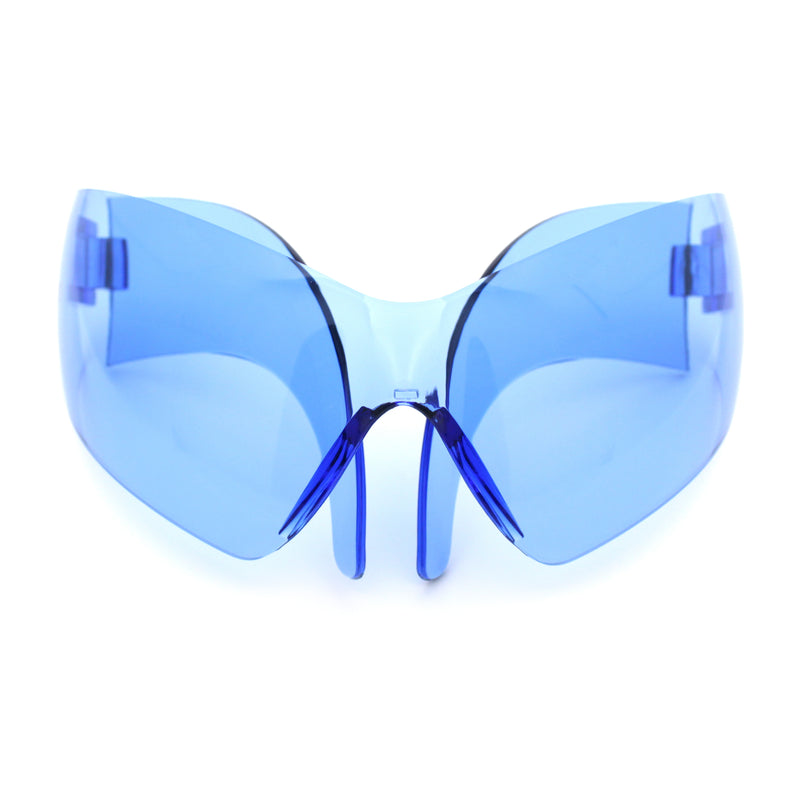 XL Oversized Rimless Shield Futuristic Wrap 80s Funky Robotic Sunglasses