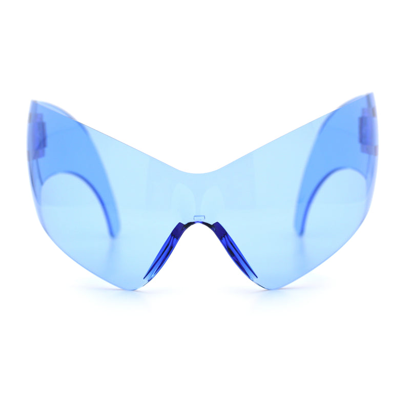 XL Oversized Rimless Shield Futuristic Wrap 80s Funky Robotic Sunglasses