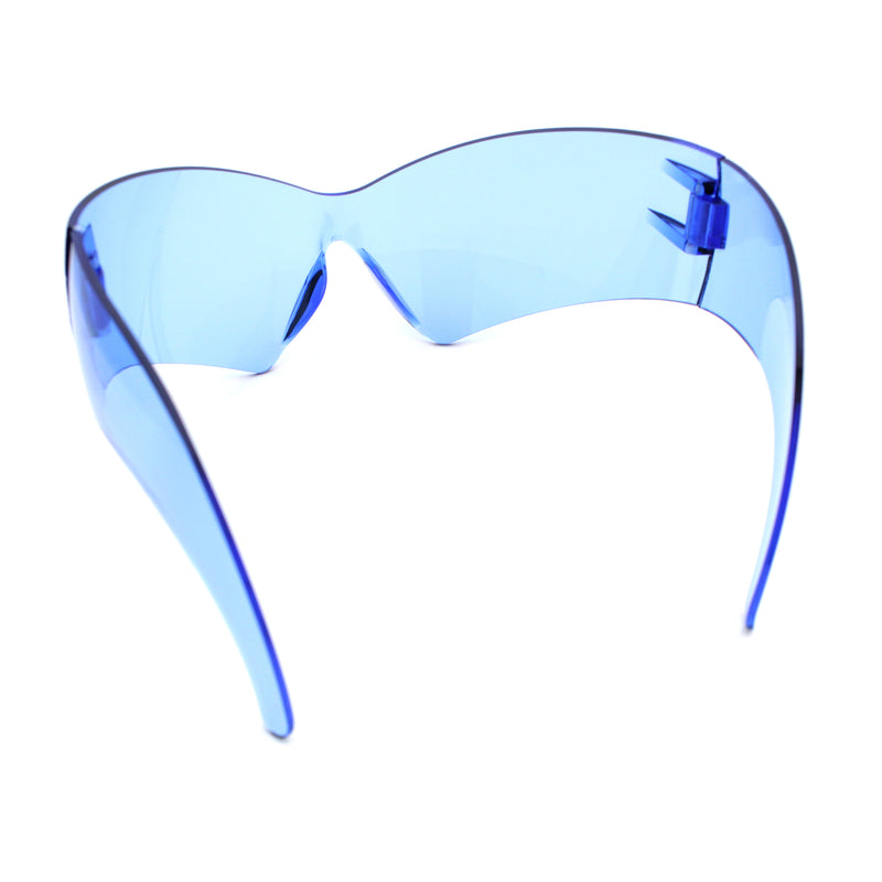 XL Oversized Rimless Shield Futuristic Wrap 80s Funky Robotic Sunglasses