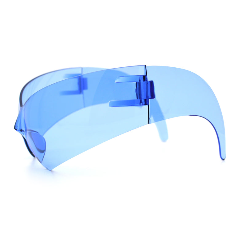 XL Oversized Rimless Shield Futuristic Wrap 80s Funky Robotic Sunglasses
