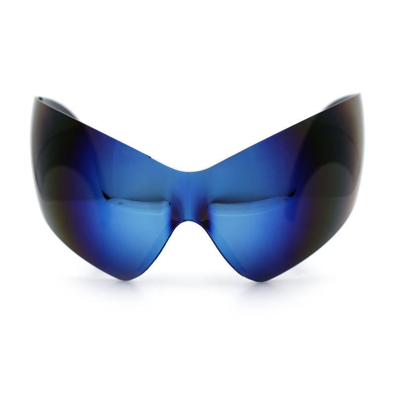 XL Oversized Rimless Shield Futuristic Wrap 80s Funky Robotic Sunglasses