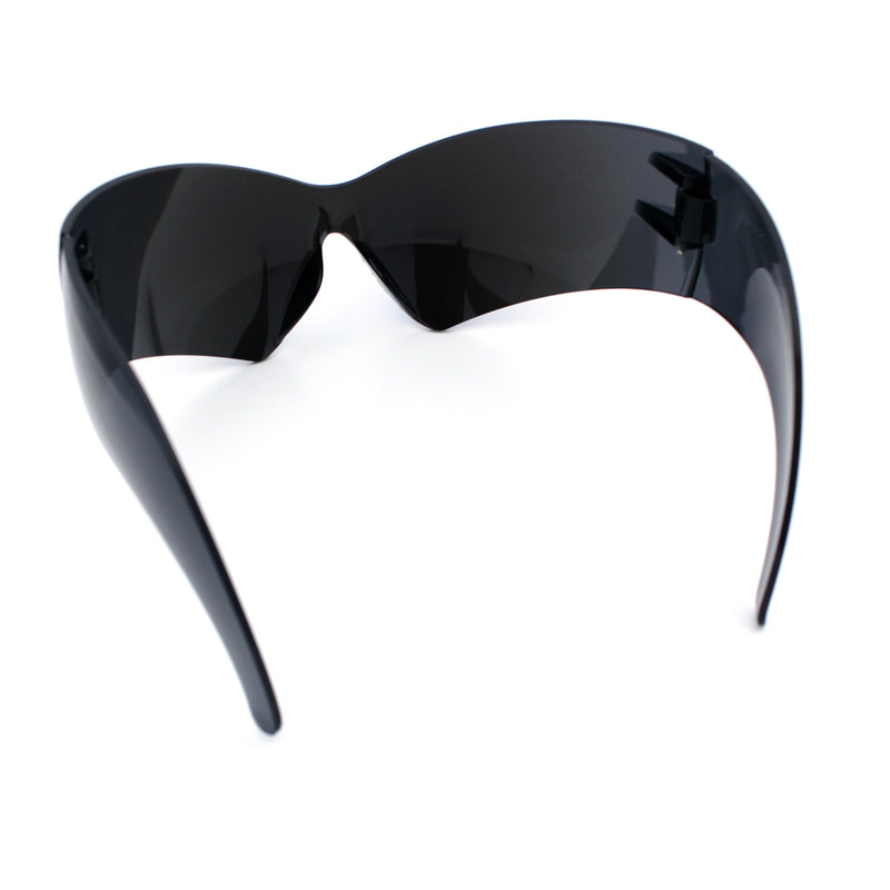 XL Oversized Rimless Shield Futuristic Wrap 80s Funky Robotic Sunglasses