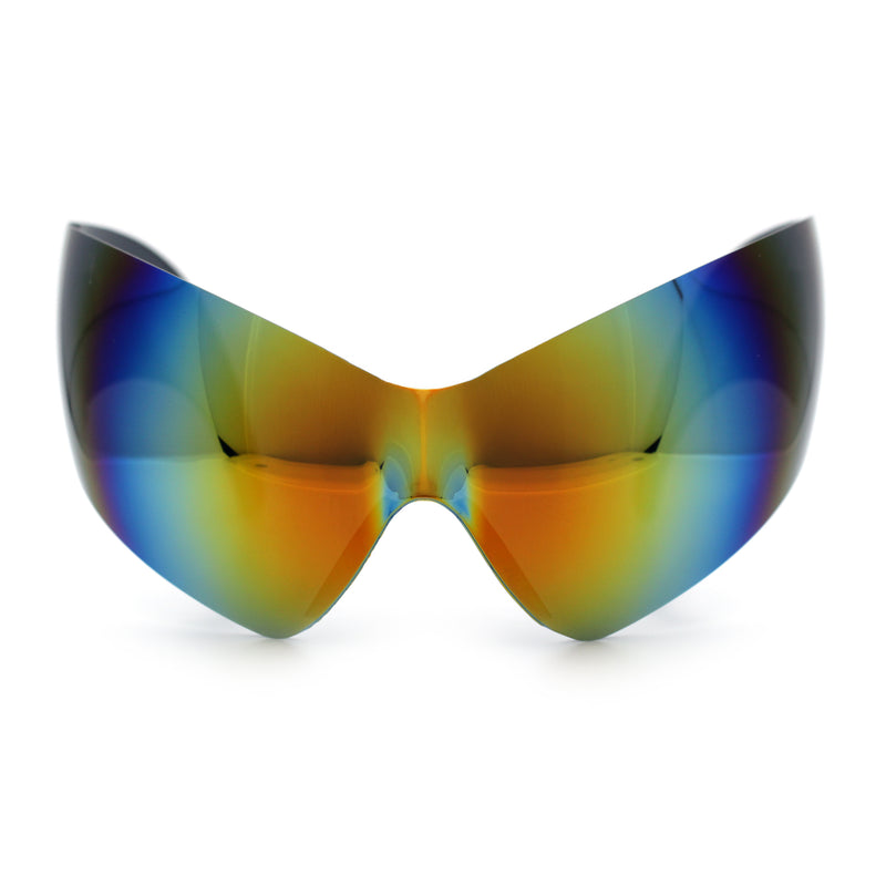 XL Oversized Rimless Shield Futuristic Wrap 80s Funky Robotic Sunglasses