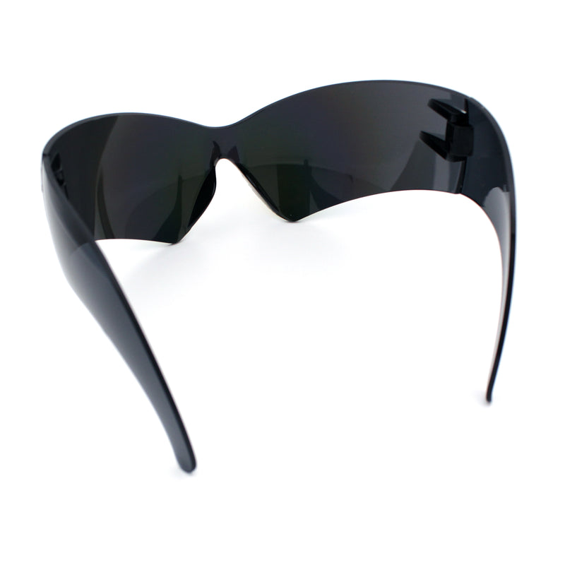 XL Oversized Rimless Shield Futuristic Wrap 80s Funky Robotic Sunglasses