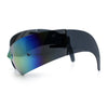 XL Oversized Rimless Shield Futuristic Wrap 80s Funky Robotic Sunglasses