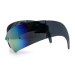 XL Oversized Rimless Shield Futuristic Wrap 80s Funky Robotic Sunglasses