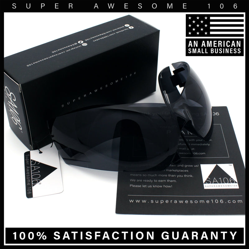 XL Oversized Rimless Shield Futuristic Wrap 80s Funky Robotic Sunglasses