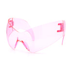 XL Oversized Rimless Shield Futuristic Wrap 80s Funky Robotic Sunglasses
