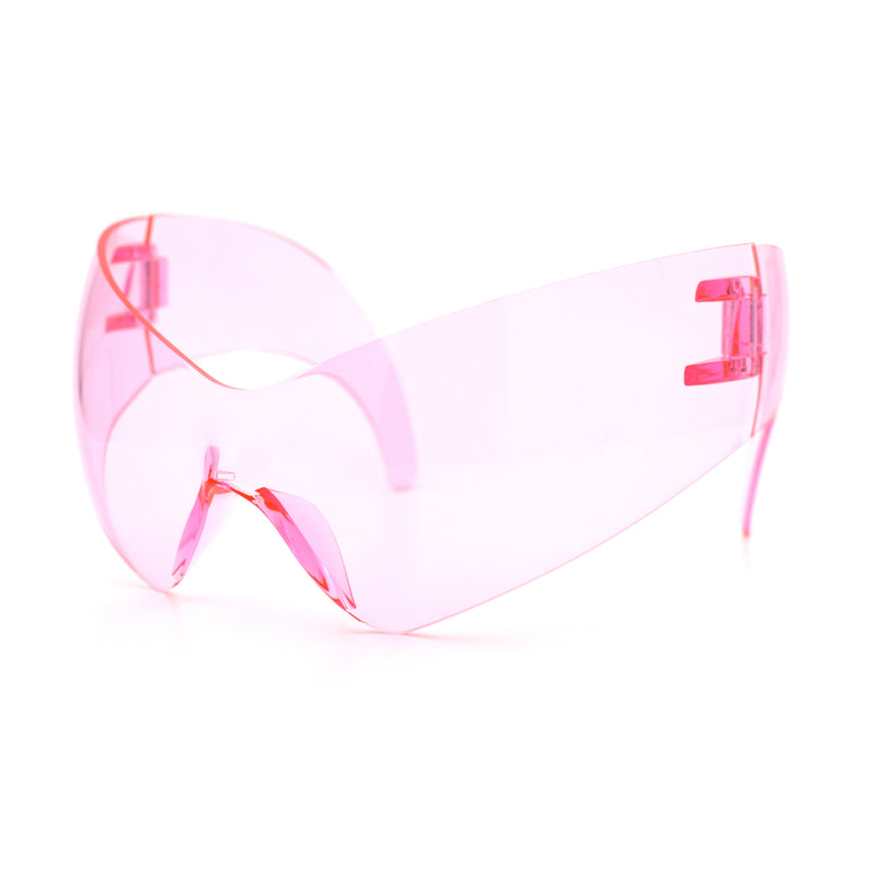 XL Oversized Rimless Shield Futuristic Wrap 80s Funky Robotic Sunglasses