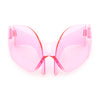 XL Oversized Rimless Shield Futuristic Wrap 80s Funky Robotic Sunglasses