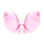XL Oversized Rimless Shield Futuristic Wrap 80s Funky Robotic Sunglasses