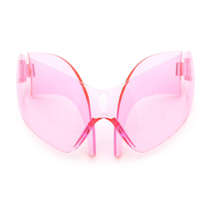 XL Oversized Rimless Shield Futuristic Wrap 80s Funky Robotic Sunglasses
