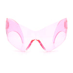 XL Oversized Rimless Shield Futuristic Wrap 80s Funky Robotic Sunglasses