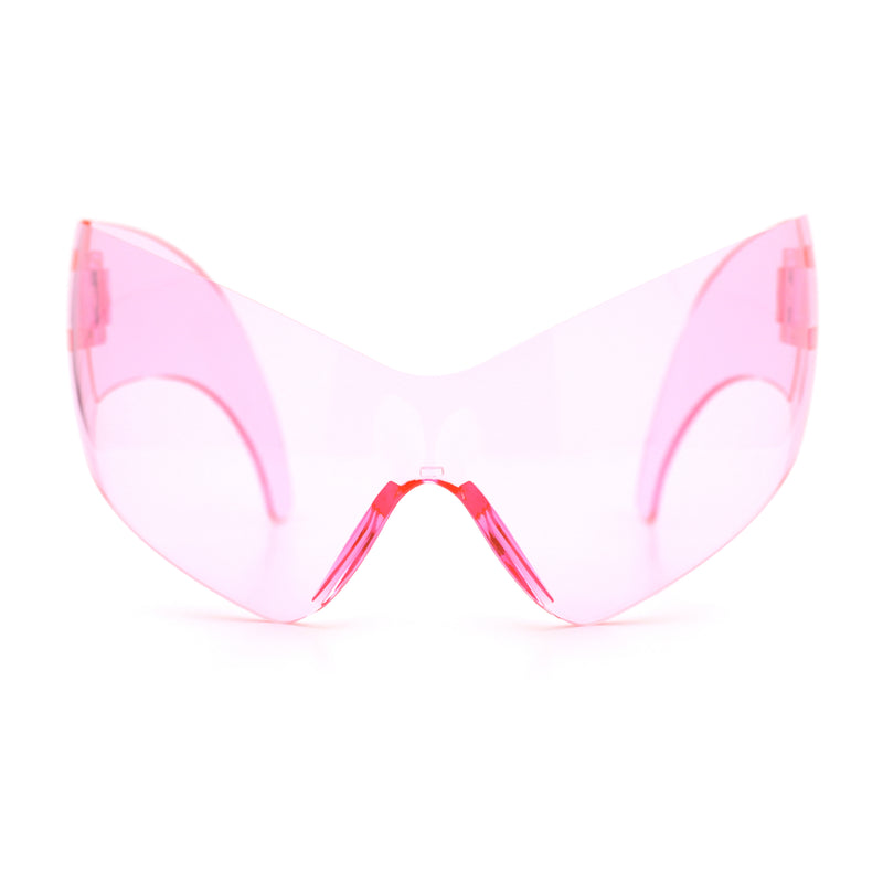XL Oversized Rimless Shield Futuristic Wrap 80s Funky Robotic Sunglasses