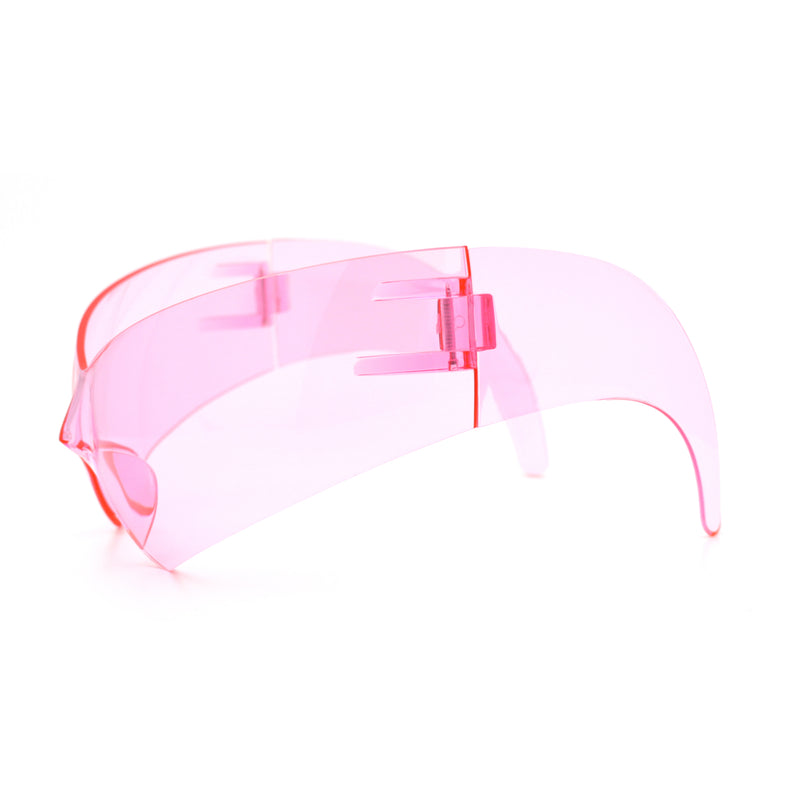 XL Oversized Rimless Shield Futuristic Wrap 80s Funky Robotic Sunglasses