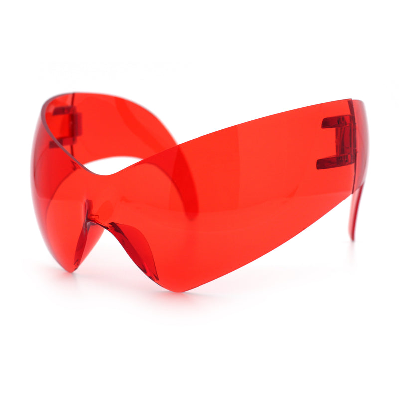 XL Oversized Rimless Shield Futuristic Wrap 80s Funky Robotic Sunglasses