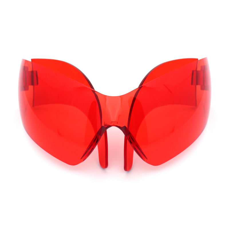 XL Oversized Rimless Shield Futuristic Wrap 80s Funky Robotic Sunglasses